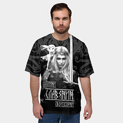 Футболка оверсайз мужская Помни, славянин, свои корни, цвет: 3D-принт — фото 2