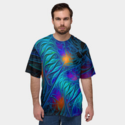 Футболка оверсайз мужская Neon pattern Неоновый паттерн, цвет: 3D-принт — фото 2