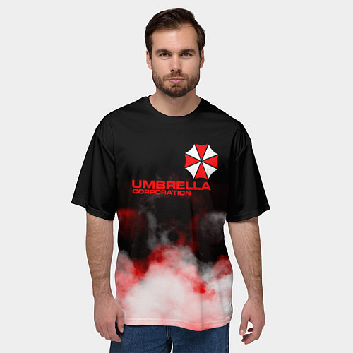 Мужская футболка оверсайз Umbrella Corporation туман / 3D-принт – фото 3