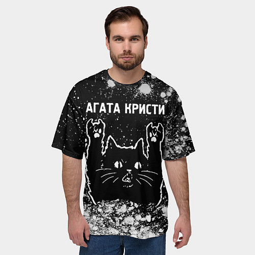 Мужская футболка оверсайз Агата Кристи Rock Cat FS / 3D-принт – фото 3