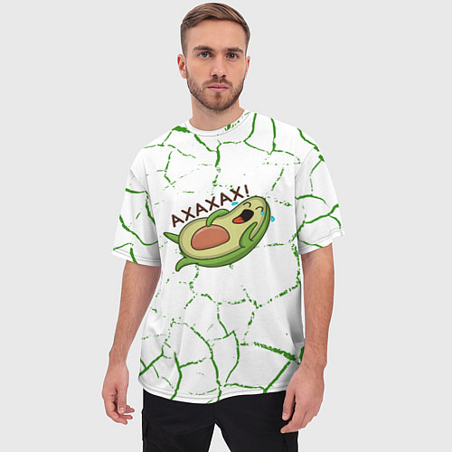 Мужская футболка оверсайз Авокадо зелёные Трещины / 3D-принт – фото 3