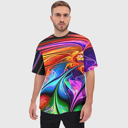Мужская футболка оверсайз Красочный абстрактный цветочный паттерн Color abst / 3D-принт – фото 3