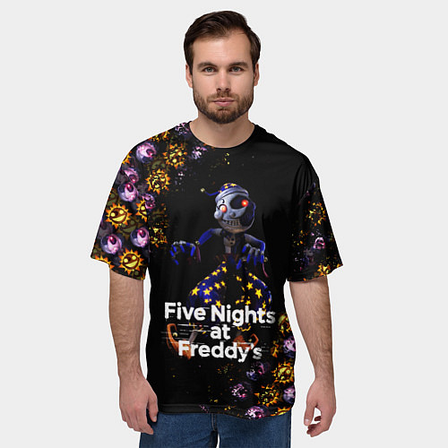 Мужская футболка оверсайз Five Nights at Freddys Луна паттерн / 3D-принт – фото 3