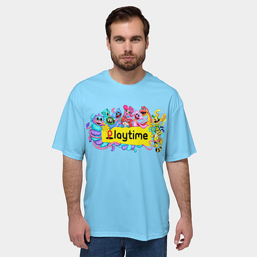 Мужская футболка оверсайз POPPY PLAYTIME chapter 2 персонажи / 3D-принт – фото 3