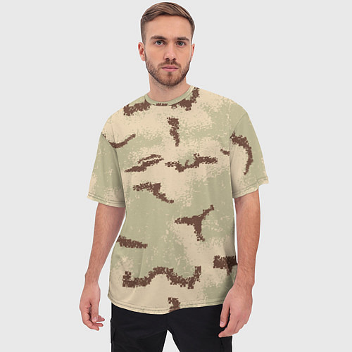 Мужская футболка оверсайз Камуфляж American 3Color Desert PE / 3D-принт – фото 3
