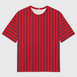 Мужская футболка оверсайз Красно-черный узор в полоску