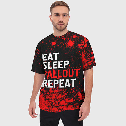 Мужская футболка оверсайз Eat Sleep Fallout Repeat Краска / 3D-принт – фото 3