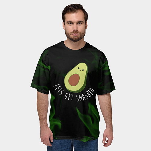Мужская футболка оверсайз Авокадо зелёный огонь / 3D-принт – фото 3