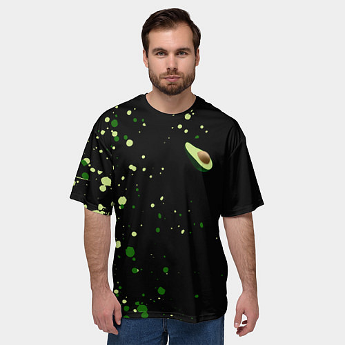Мужская футболка оверсайз Авокадо avocado брызги / 3D-принт – фото 3