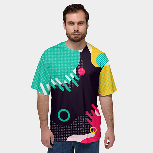 Мужская футболка оверсайз АБСТРАКТНАЯ ЦВЕТНАЯ ЗАЛИВКА / 3D-принт – фото 3