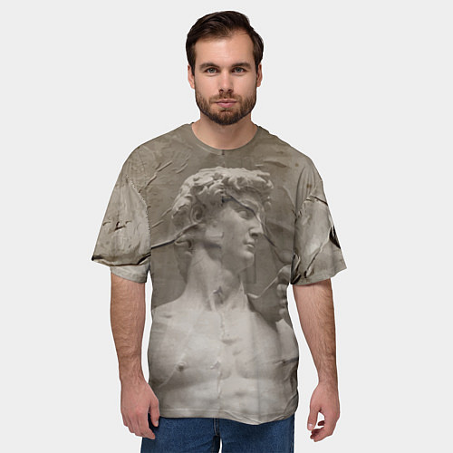 Мужская футболка оверсайз Микеланджело Буонарроти Давид Пост-арт Michelangel / 3D-принт – фото 3