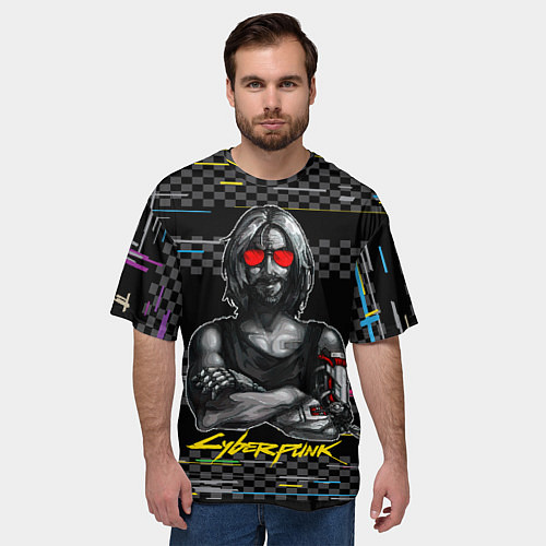 Мужская футболка оверсайз Johnny Джонни Cyberpunk2077 / 3D-принт – фото 3