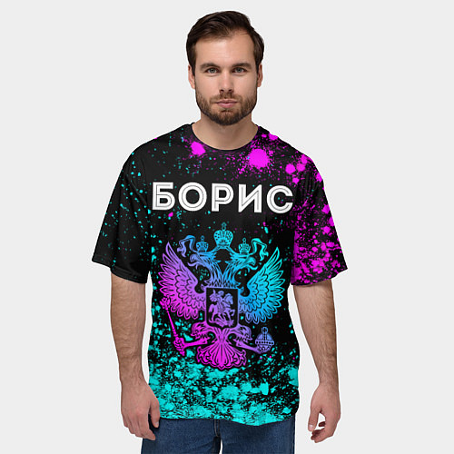Мужская футболка оверсайз Борис Россия / 3D-принт – фото 3