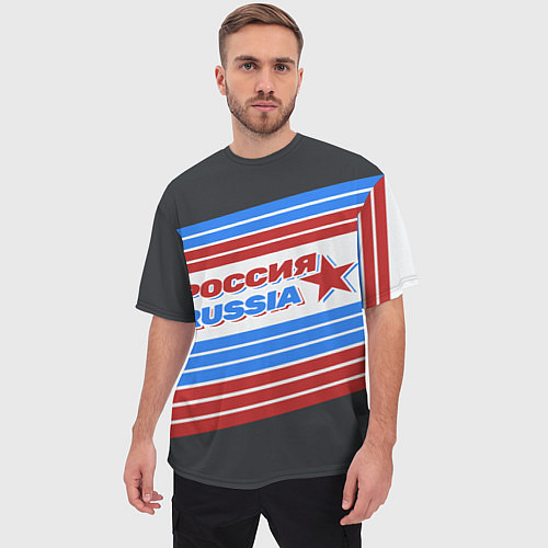 Мужская футболка оверсайз Россия - Russia / 3D-принт – фото 3
