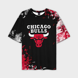 Футболка оверсайз мужская Чикаго Буллз Chicago Bulls Огонь, цвет: 3D-принт