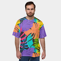 Футболка оверсайз мужская Тропические экзотические листья, цвет: 3D-принт — фото 2