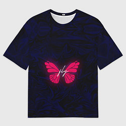 Футболка оверсайз мужская Бабочка неон FLY, цвет: 3D-принт