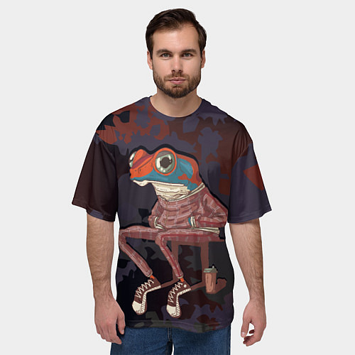 Мужская футболка оверсайз Лягуха на стиле / 3D-принт – фото 3