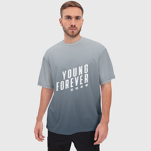 Мужская футболка оверсайз Навечно молодой Young forever / 3D-принт – фото 3