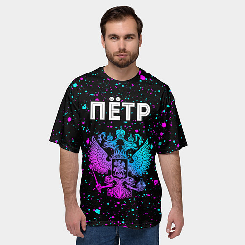 Мужская футболка оверсайз Пётр Россия / 3D-принт – фото 3