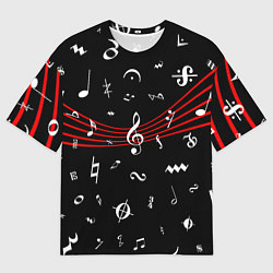 Футболка оверсайз мужская Нотные Знаки с Нотным Станом, цвет: 3D-принт