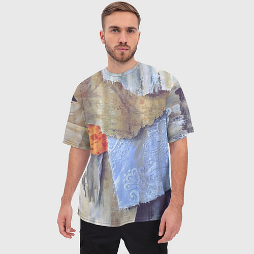 Мужская футболка оверсайз Разноцветные лоскуты ткани тряпка Rags hanging on / 3D-принт – фото 3