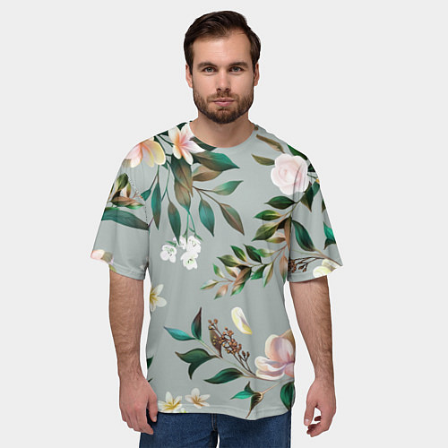 Мужская футболка оверсайз Цветы Цветочный Букет / 3D-принт – фото 3
