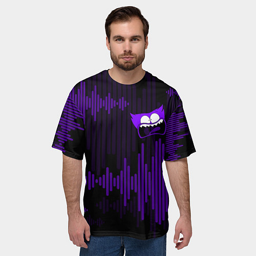 Мужская футболка оверсайз PurpleMini Huggy WuggyPoppy Playtime / 3D-принт – фото 3