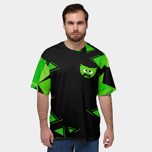 Мужская футболка оверсайз GreenMini HuggyWuggyPoppy Playtime / 3D-принт – фото 3