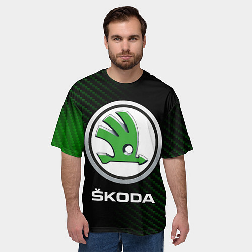 Мужская футболка оверсайз SKODA Карбон / 3D-принт – фото 3