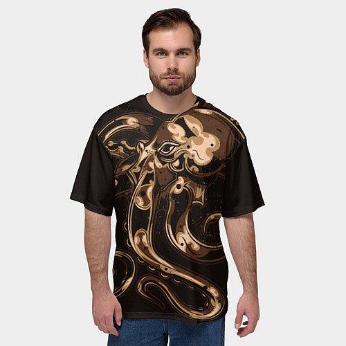 Мужская футболка оверсайз Мощный осьминог / 3D-принт – фото 3