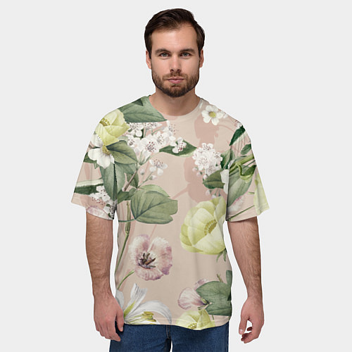 Мужская футболка оверсайз Цветы Свадебный Букет / 3D-принт – фото 3