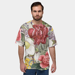 Футболка оверсайз мужская Цветы Красочный Садовый Букет, цвет: 3D-принт — фото 2