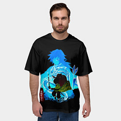 Футболка оверсайз мужская Томиока Гию Клинок рассекающий демонов, цвет: 3D-принт — фото 2