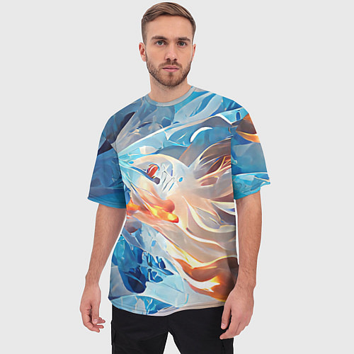 Мужская футболка оверсайз Ice & flame / 3D-принт – фото 3
