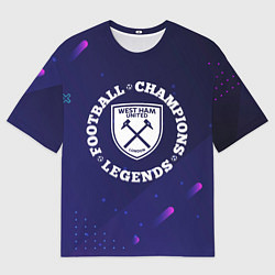 Футболка оверсайз мужская Символ West Ham и круглая надпись Football Legends, цвет: 3D-принт
