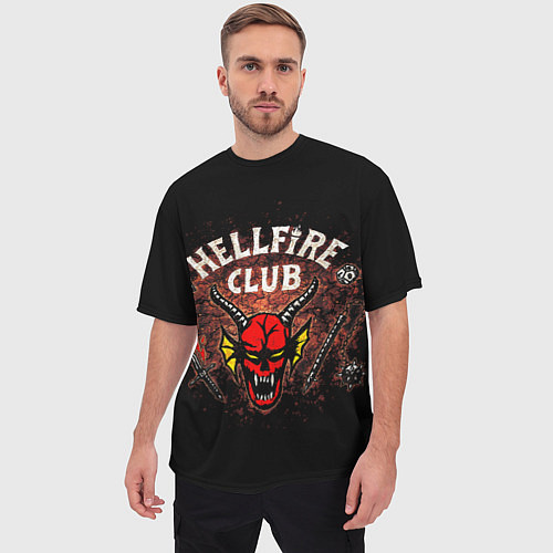 Мужская футболка оверсайз Hellfire club / 3D-принт – фото 3
