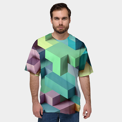 Мужская футболка оверсайз GEOMETRIC SHAPES / 3D-принт – фото 3