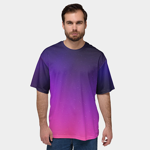 Мужская футболка оверсайз Розовофиолетовый градиент / 3D-принт – фото 3