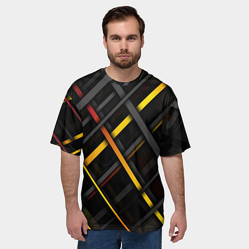 Мужская футболка оверсайз Полосы и Геометрия / 3D-принт – фото 3