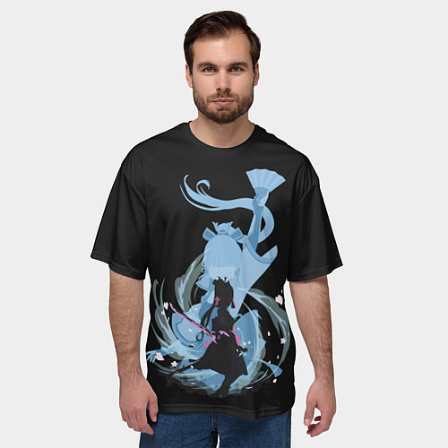 Мужская футболка оверсайз AYAKA GENSHIN IMPACT / 3D-принт – фото 3