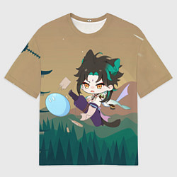 Футболка оверсайз мужская Xiao Kick SLime, цвет: 3D-принт