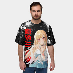 Футболка оверсайз мужская МАРИН КИТАГАВА - БРЫЗГИ КРАСКИ, цвет: 3D-принт — фото 2