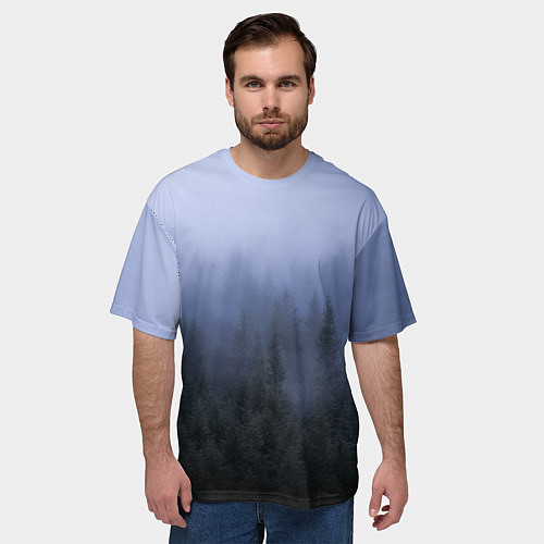 Мужская футболка оверсайз Лес в ночи / 3D-принт – фото 3