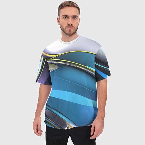 Мужская футболка оверсайз Абстрактная объёмная композиция Abstract three-dim / 3D-принт – фото 3