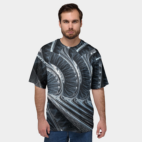 Мужская футболка оверсайз Фрактальный абстрактный паттерн Броня Fractal Abst / 3D-принт – фото 3