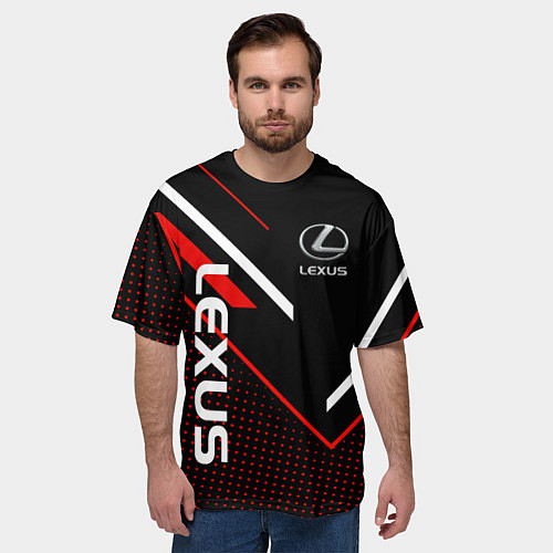 Мужская футболка оверсайз LEXUS ЛЕКСУС СОВРЕМЕННЫЙ / 3D-принт – фото 3