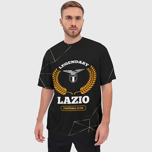 Мужская футболка оверсайз Лого Lazio и надпись Legendary Football Club на те / 3D-принт – фото 3