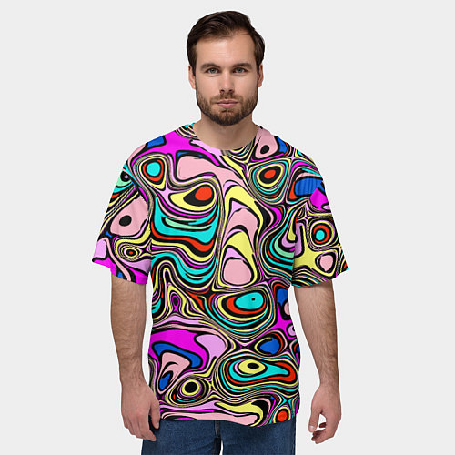 Мужская футболка оверсайз ПРЕЛОМЛЕНИЯ ЦВЕТА / 3D-принт – фото 3