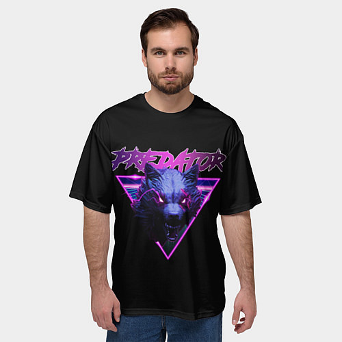 Мужская футболка оверсайз PREDATOR ХИЩНИК ВОЛК / 3D-принт – фото 3